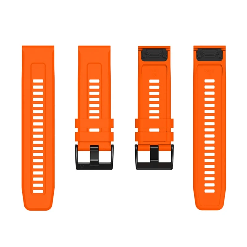 For Garmin Fenix 7X Silicone Watch Band 26mm Quick Release Metal Buckle Strap Replacement - Orange Red
