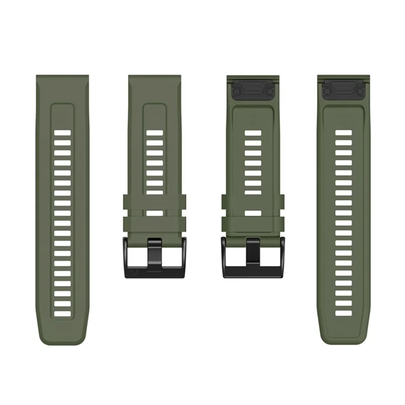For Garmin Fenix 7X Silicone Watch Band 26mm Quick Release Metal Buckle Strap Replacement - Army Green
