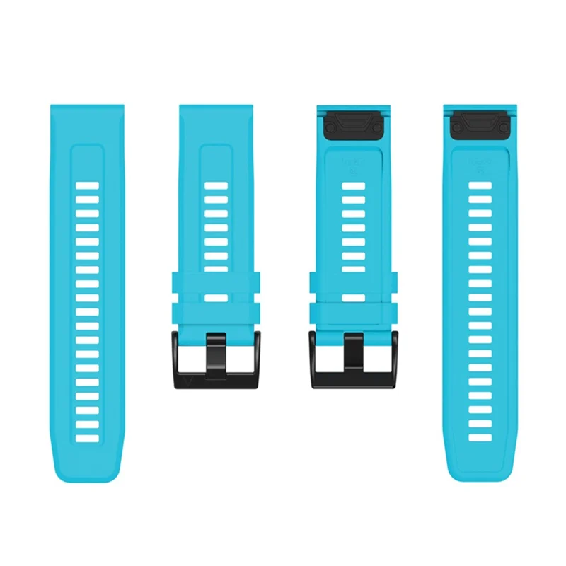 For Garmin Fenix 7X Silicone Watch Band 26mm Quick Release Metal Buckle Strap Replacement - Sky Blue
