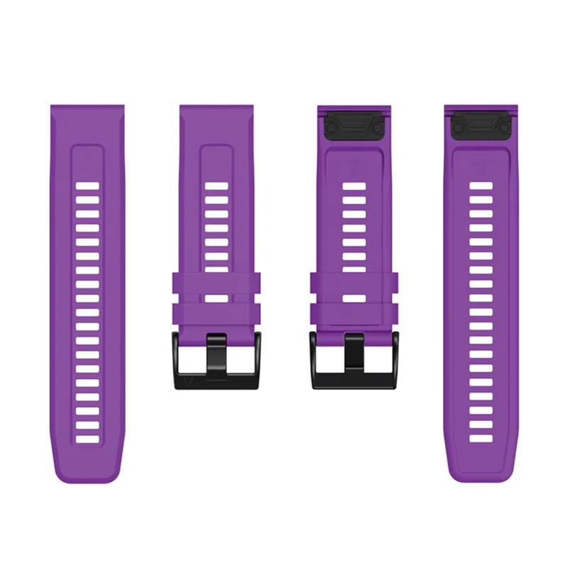 For Garmin Fenix 7X Silicone Watch Band 26mm Quick Release Metal Buckle Strap Replacement - Purple