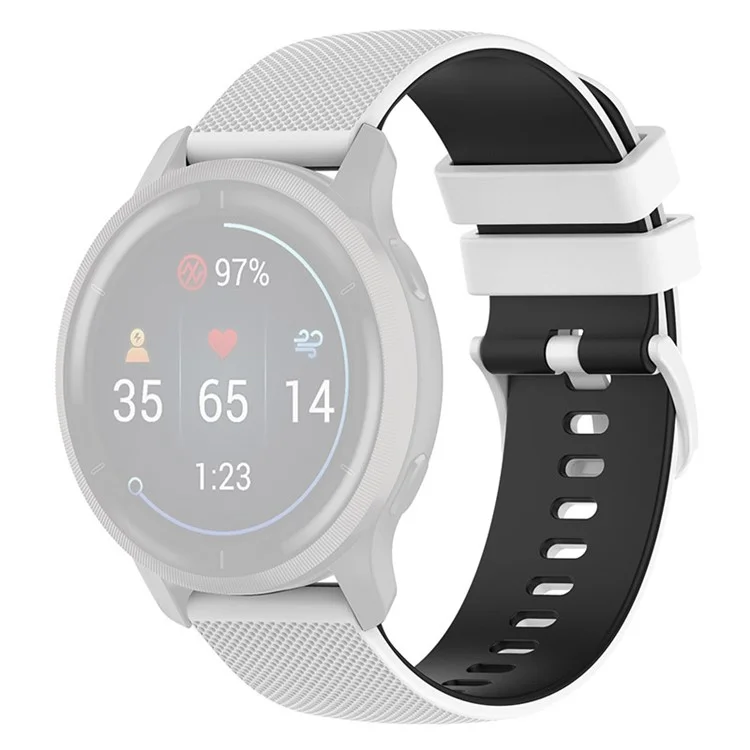 For Garmin Venu2 Plus / Venu Sq / Vivomove Grid Texture Silicone Watch Band 20mm Dual-Tone Strap - White / Black
