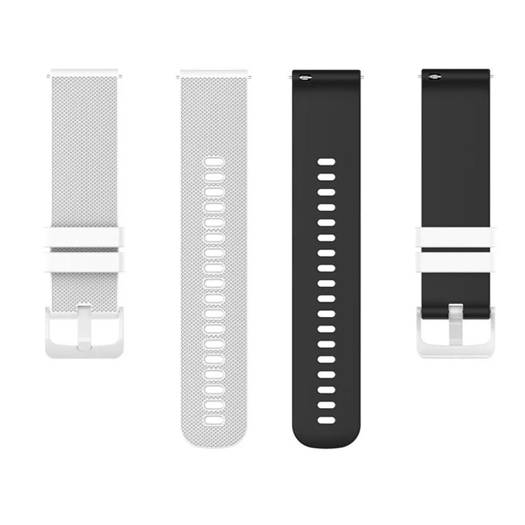 For Garmin Venu2 Plus / Venu Sq / Vivomove Grid Texture Silicone Watch Band 20mm Dual-Tone Strap - White / Black