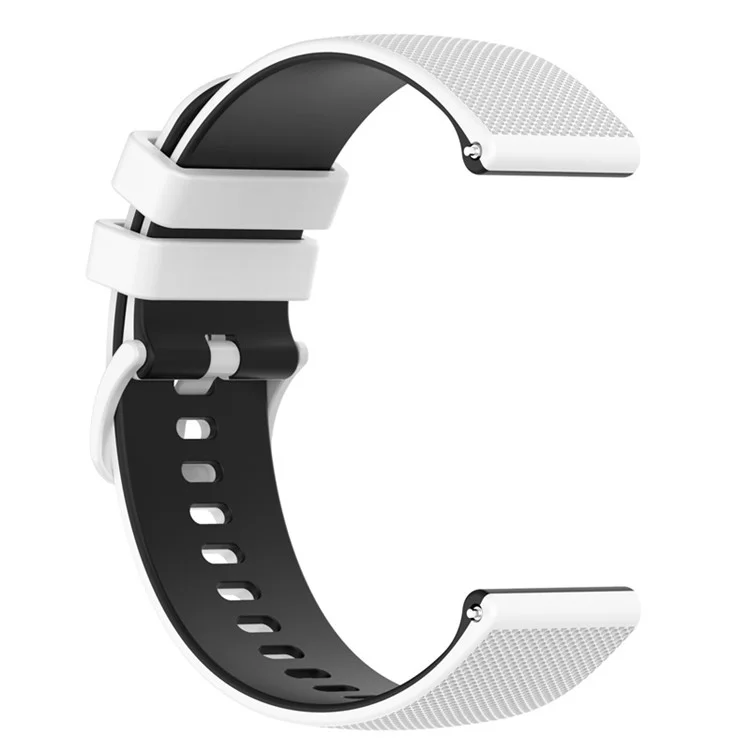 For Garmin Venu2 Plus / Venu Sq / Vivomove Grid Texture Silicone Watch Band 20mm Dual-Tone Strap - White / Black