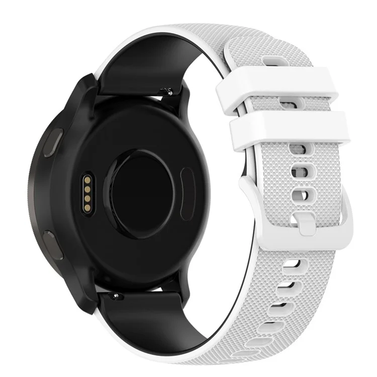 For Garmin Venu2 Plus / Venu Sq / Vivomove Grid Texture Silicone Watch Band 20mm Dual-Tone Strap - White / Black