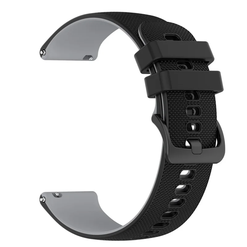For Garmin Venu2 Plus / Venu Sq / Vivomove Grid Texture Silicone Watch Band 20mm Dual-Color Strap - Black / Grey