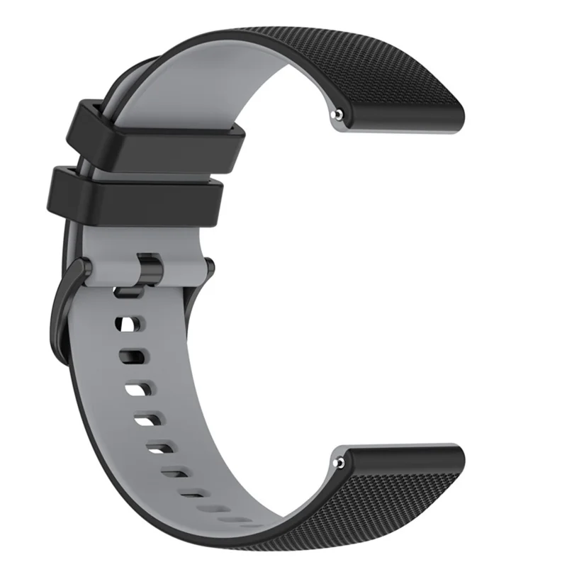 For Garmin Venu2 Plus / Venu Sq / Vivomove Grid Texture Silicone Watch Band 20mm Dual-Color Strap - Black / Grey