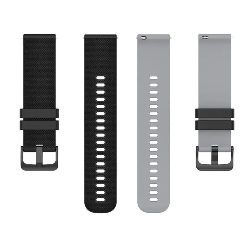 For Garmin Venu2 Plus / Venu Sq / Vivomove Grid Texture Silicone Watch Band 20mm Dual-Color Strap - Black / Grey