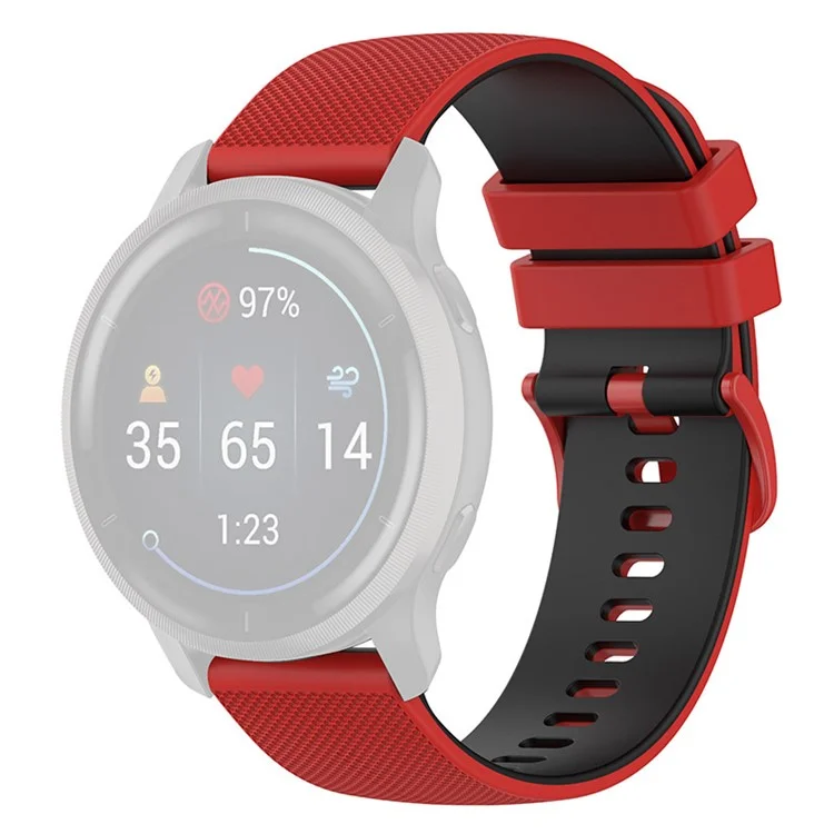 For Garmin Venu2 Plus / Venu Sq / Vivomove Grid Texture Silicone Watch Band 20mm Dual-Color Strap - Red / Black
