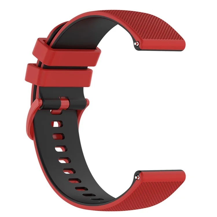 For Garmin Venu2 Plus / Venu Sq / Vivomove Grid Texture Silicone Watch Band 20mm Dual-Color Strap - Red / Black