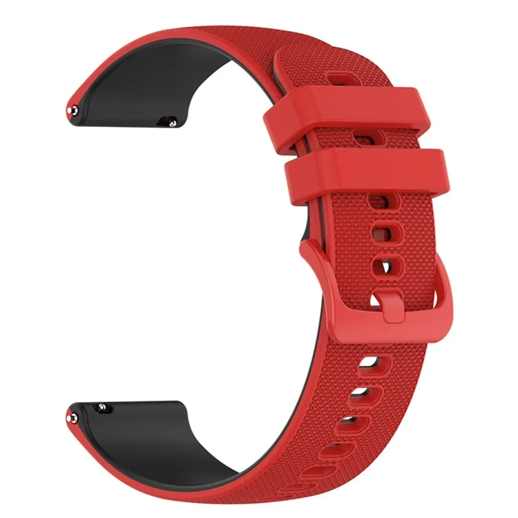 For Garmin Venu2 Plus / Venu Sq / Vivomove Grid Texture Silicone Watch Band 20mm Dual-Color Strap - Red / Black