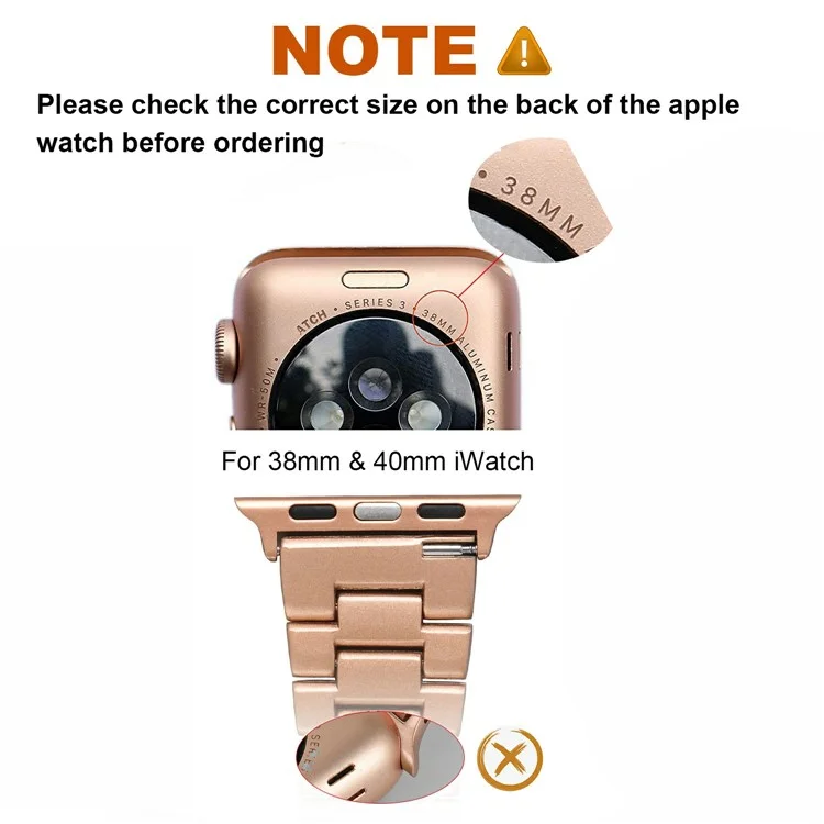 For Apple Watch Series 10 42mm / 9 8 7 41mm / 6 5 4 SE SE (2022) SE (2023) 40mm / 3 2 1 38mm Metal Smart Watch Band Three Beads Rhinestone Decor Bracelet - Pink