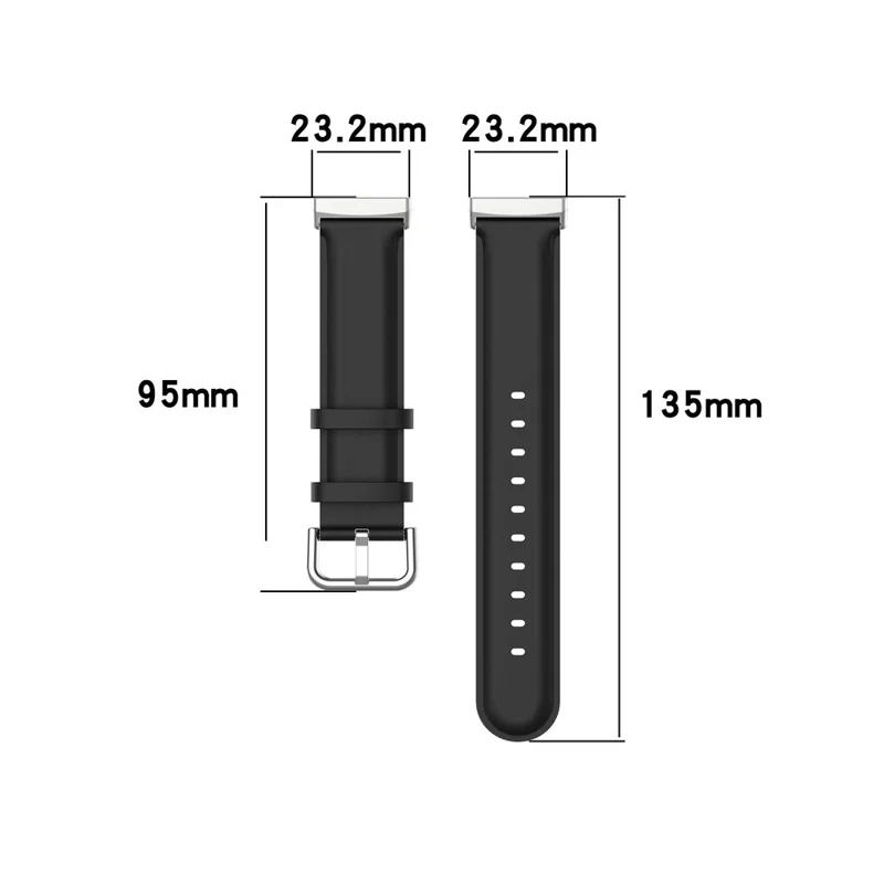 For Fitbit Versa 4 / Sense 2 Watch Band Soft Genuine Leather Replacement Strap with Solid Buckle - Black