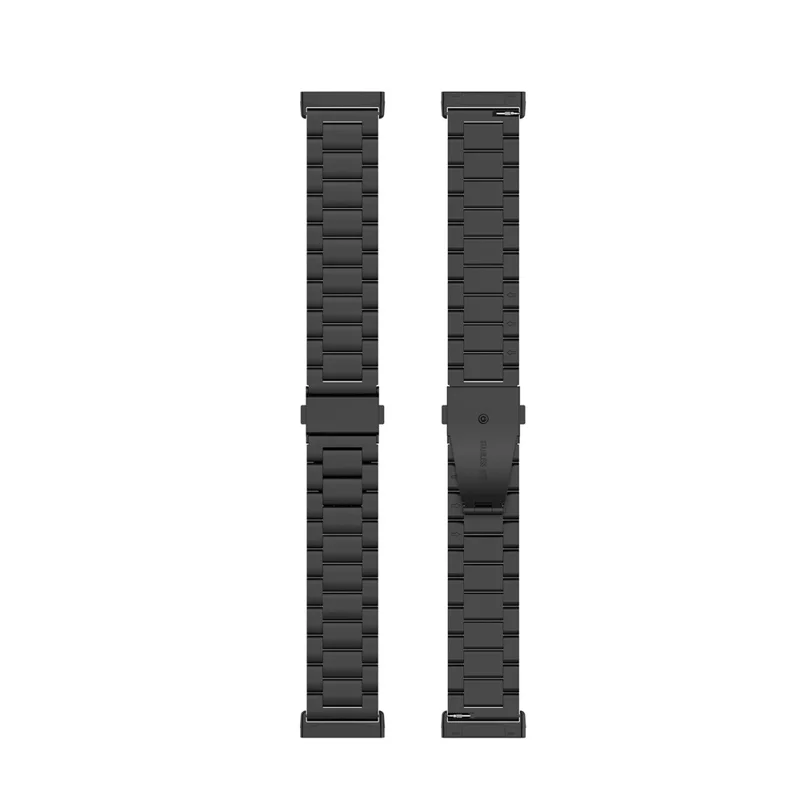 Per Fitbit Versa 4 / Sense 2 Three Beads Smart Watch Band Folding Buckle Metal Wrist Strap Replacement - Black