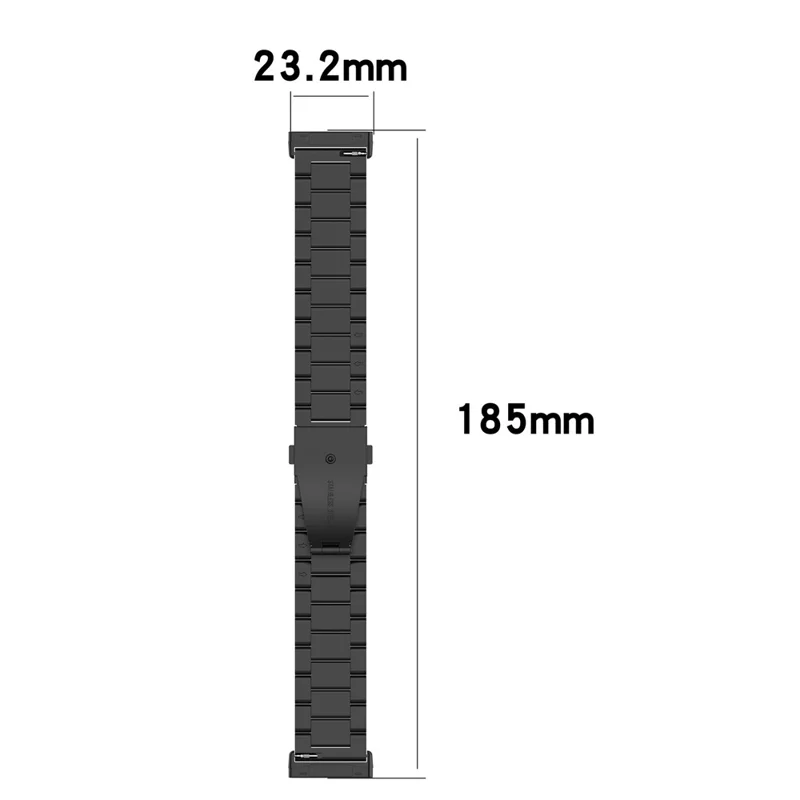 Per Fitbit Versa 4 / Sense 2 Three Beads Smart Watch Band Folding Buckle Metal Wrist Strap Replacement - Black