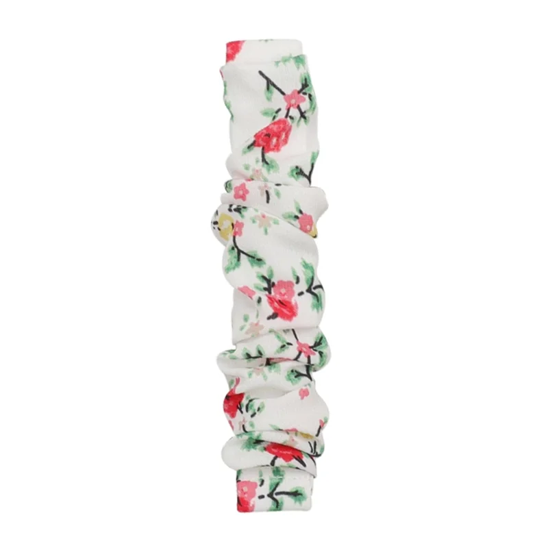 For Fitbit Versa 4 / Sense 2 Elastic Scrunchie Watch Band Fabric Pattern Printed Hair Band Strap Bracelet - White / Red Flower