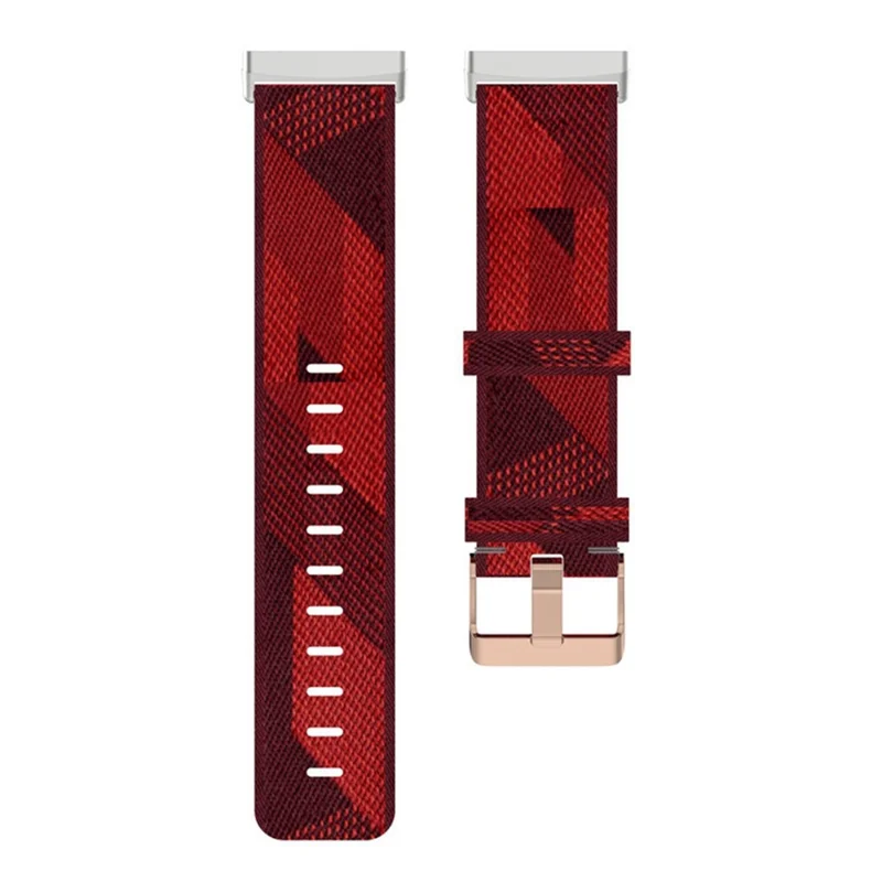 For Fitbit Versa 4 / Sense 2 Smart Watch Strap Pin Buckle Nylon Wrist Band Replacement - Red Stripe