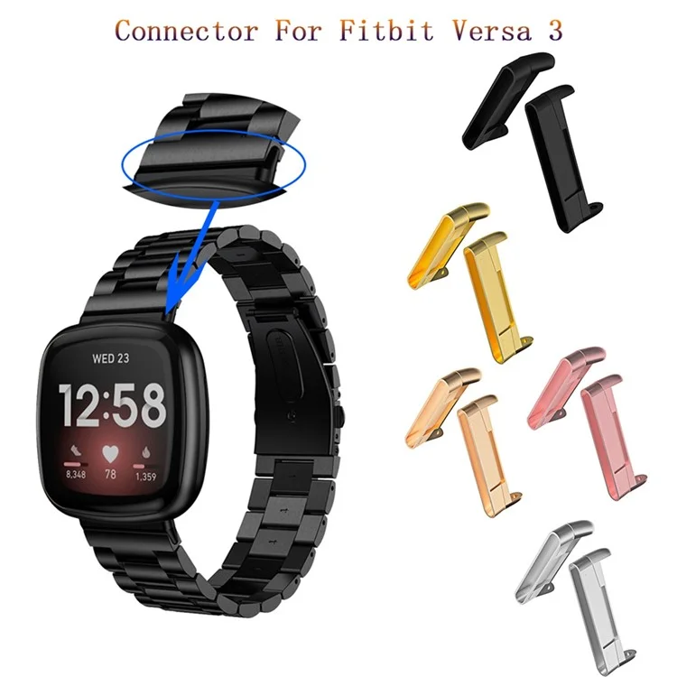 1 paire pour Fitbit Versa 4 / Sense 2 Adaptateur de bracelet de montre en métal - Argent