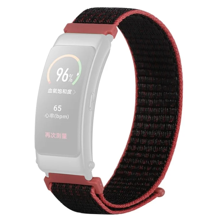 For Huawei Band 3 / Band 6 Nylon Strap 16mm Adjustable Sports Band Breathable Replacement Wristband - Red / Black