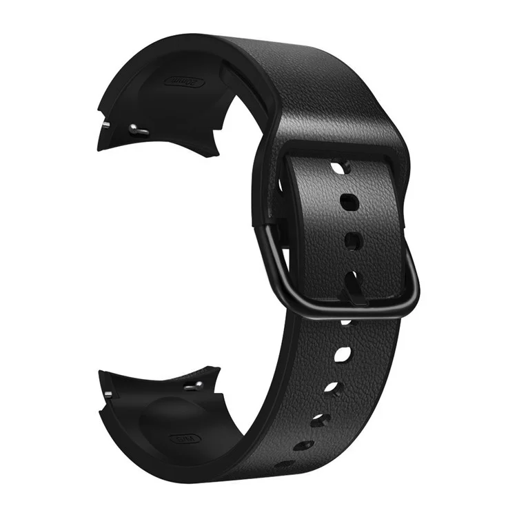 Pour Samsung Galaxy Watch6 40mm 44mm / Watch6 Classic 43mm 47mm / Watch 5 40mm 44mm / 5 Pro 45mm / Watch4 40mm 44mm Bracelet de montre à dégagement rapide Bande en cuir enduit de silicone réglable - Noir
