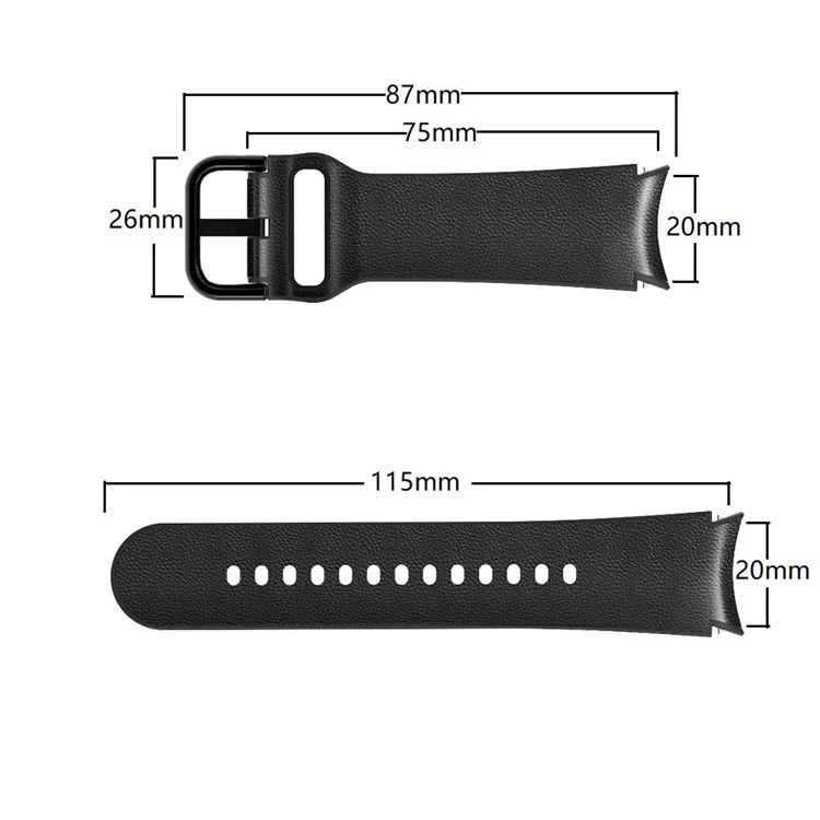 Pour Samsung Galaxy Watch6 40mm 44mm / Watch6 Classic 43mm 47mm / Watch 5 40mm 44mm / 5 Pro 45mm / Watch4 40mm 44mm Bracelet de montre à dégagement rapide Bande en cuir enduit de silicone réglable - Noir
