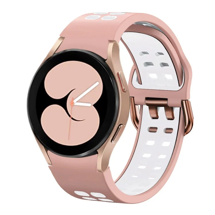 Для Samsung Galaxy Watch 5 40 мм / 44 мм / 5 Pro 45mm Watch Band Dual-Color Watch Bess Silicone Silicone Watch Land с Двунелечной Пряжкой - Розовый / Белый