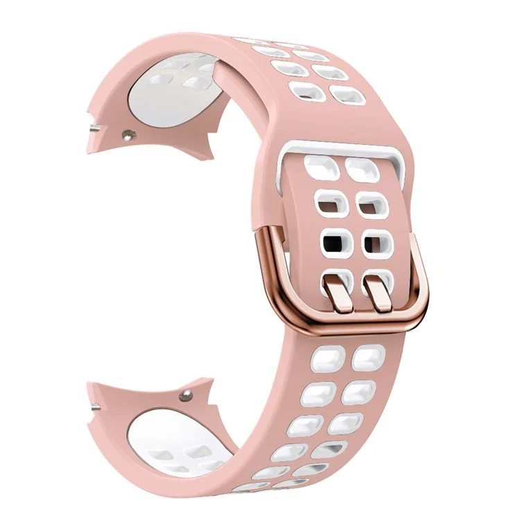 Для Samsung Galaxy Watch 5 40 мм / 44 мм / 5 Pro 45mm Watch Band Dual-Color Watch Bess Silicone Silicone Watch Land с Двунелечной Пряжкой - Розовый / Белый