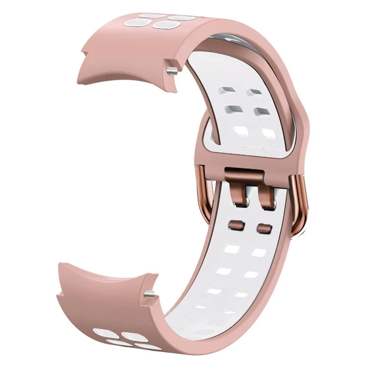 Для Samsung Galaxy Watch 5 40 мм / 44 мм / 5 Pro 45mm Watch Band Dual-Color Watch Bess Silicone Silicone Watch Land с Двунелечной Пряжкой - Розовый / Белый