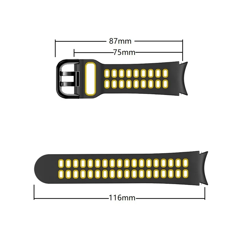 For Samsung Galaxy Watch 5 40mm  /  44mm  /  5 Pro 45mm Watch Band Dual-Color Watch Strap Silicone Watchband with Dual-Hole Buckle - Black / Orange