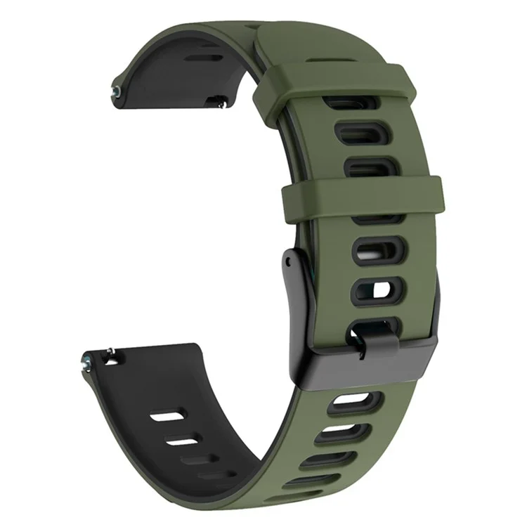 For Samsung Galaxy Watch3 45mm / Huawei Watch 3 / Apex 46mm Dual-Color Silicone Watch Band 22mm Sport Strap Replacement - Army Green  /  Black