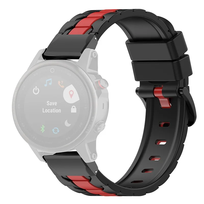 Para Garmin Fenix ​​7 / 7 Solar / Fenix ​​6 / 6 GPS / 6 Pro GPS / Fenix ​​5 / 5 Más / Quatix 5 Banda de Reloj de Liberación Rápida 22 mm Rellas de la Correa de la Correa Silicona Banda de Vigilancia Con Conector de Metal - Negro / Rojo