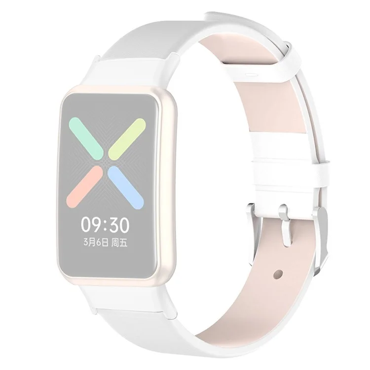 Para o Oppo Watch Watch Free Watch Band Com Cinta de Pulseira de Couro de Fivela - Branco