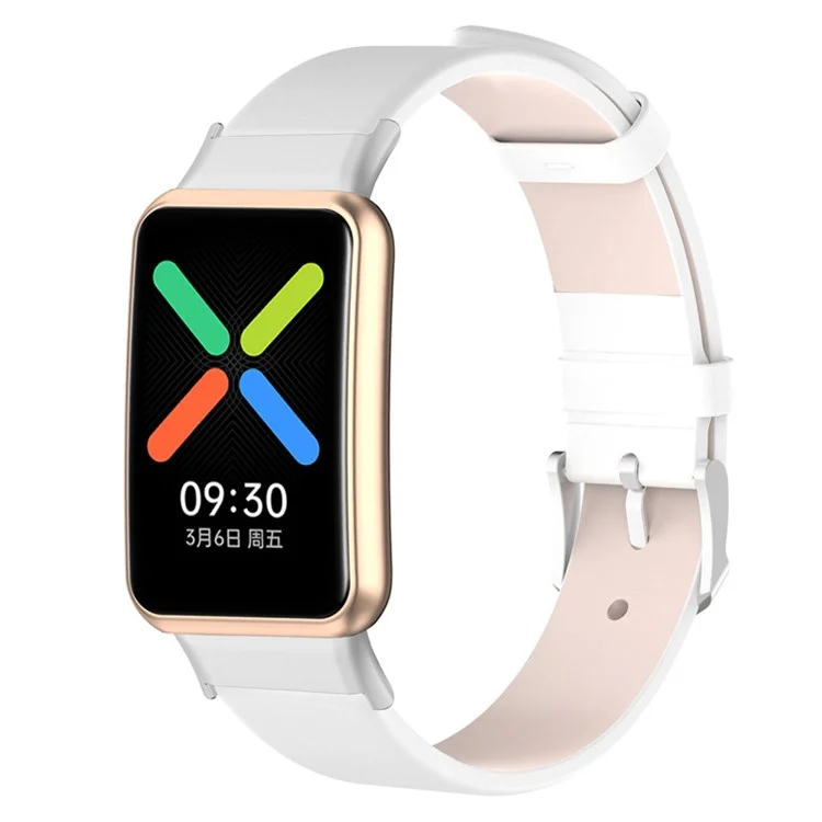 Para o Oppo Watch Watch Free Watch Band Com Cinta de Pulseira de Couro de Fivela - Branco