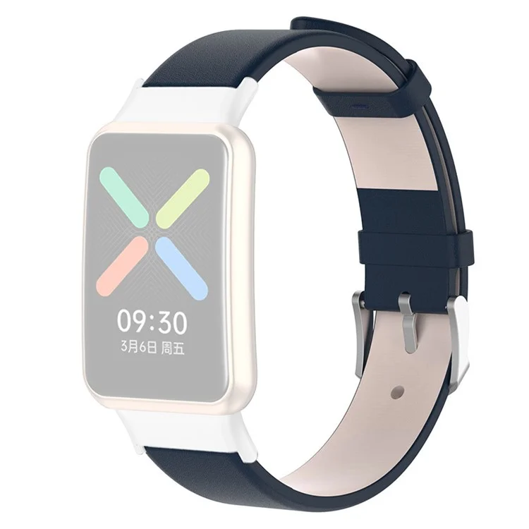 Für Oppo Watch Free Watch Band Mit Schnalle Leder Armband Ersatzwache - Dunkelblau