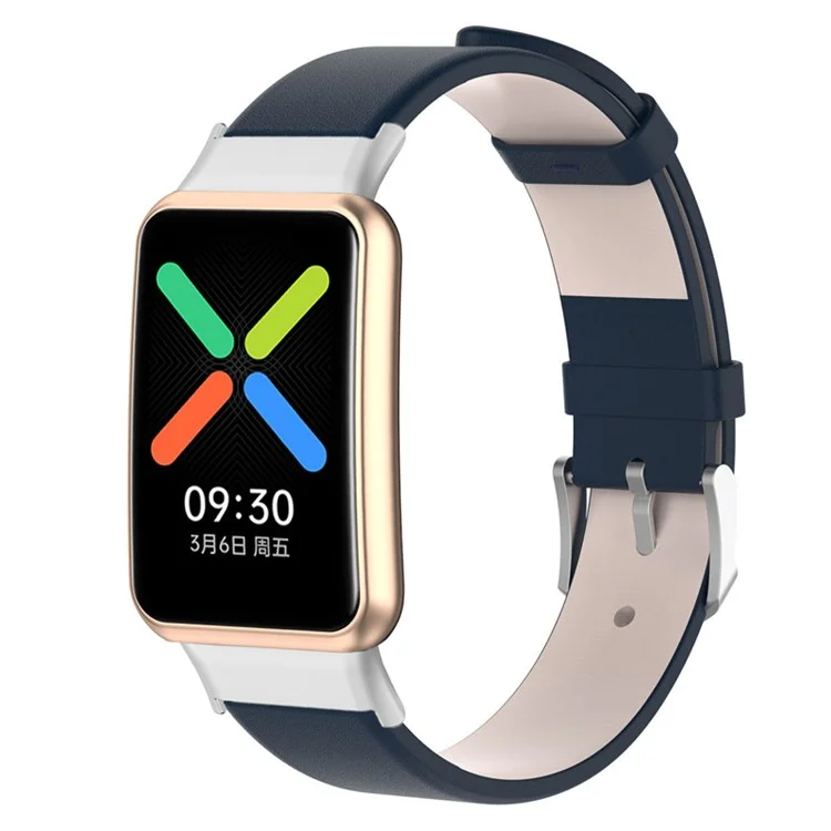 Für Oppo Watch Free Watch Band Mit Schnalle Leder Armband Ersatzwache - Dunkelblau