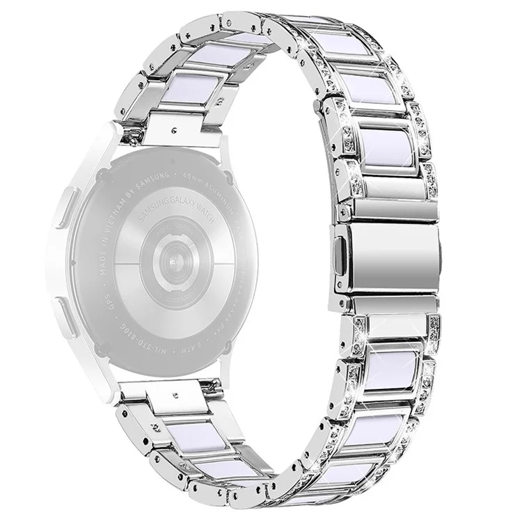 Para Huawei Watch GT 2 42mm / Watch 2 / Honor Magic Watch 2 42mm Pulsera de Reloj de Acero Inoxidable + Resina Liberación Rápida - Plata / Blanco