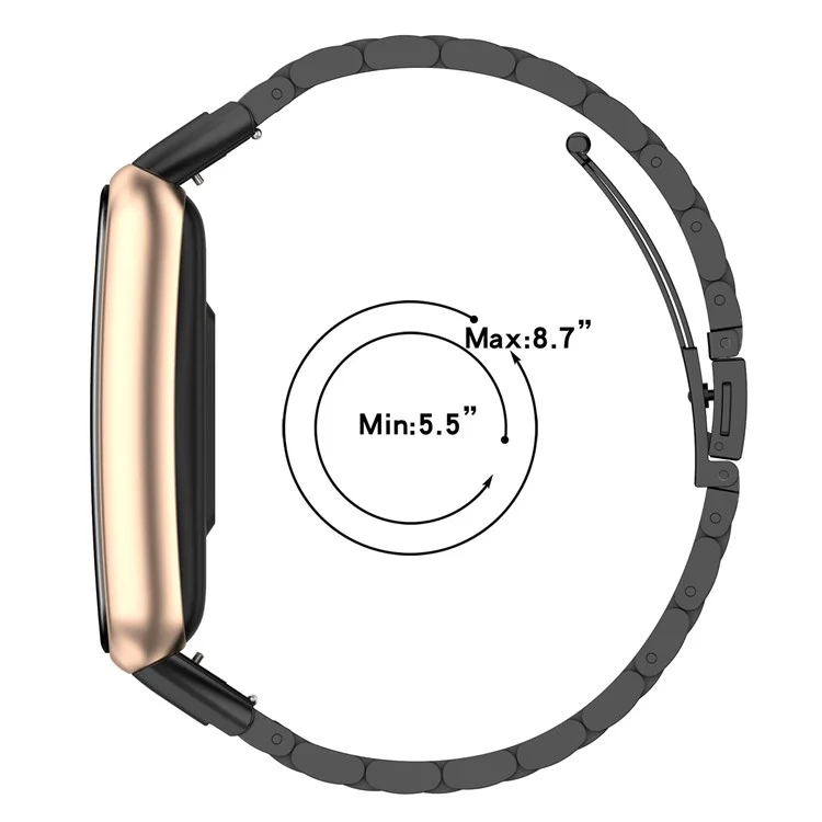 For Oppo Watch Free Replacement Stainless Steel Watch Strap Three-Beads Wrist Band with Folding Buckle - Black