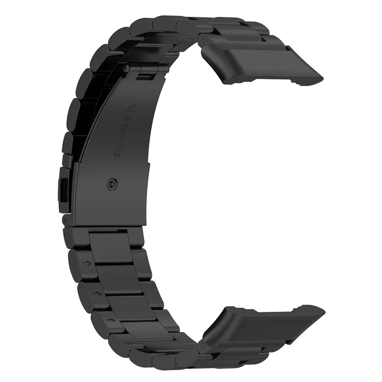 For Oppo Watch Free Replacement Stainless Steel Watch Strap Three-Beads Wrist Band with Folding Buckle - Black
