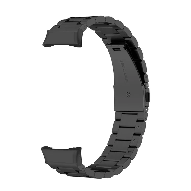 For Oppo Watch Free Replacement Stainless Steel Watch Strap Three-Beads Wrist Band with Folding Buckle - Black
