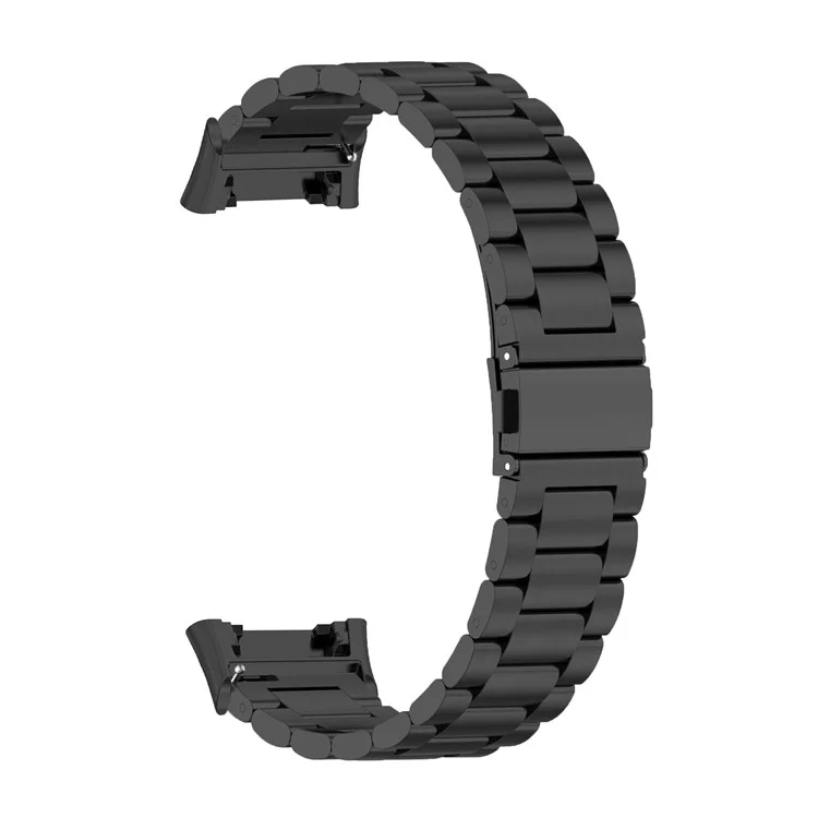 For Oppo Watch Free Replacement Stainless Steel Watch Strap Three-Beads Wrist Band with Folding Buckle - Black