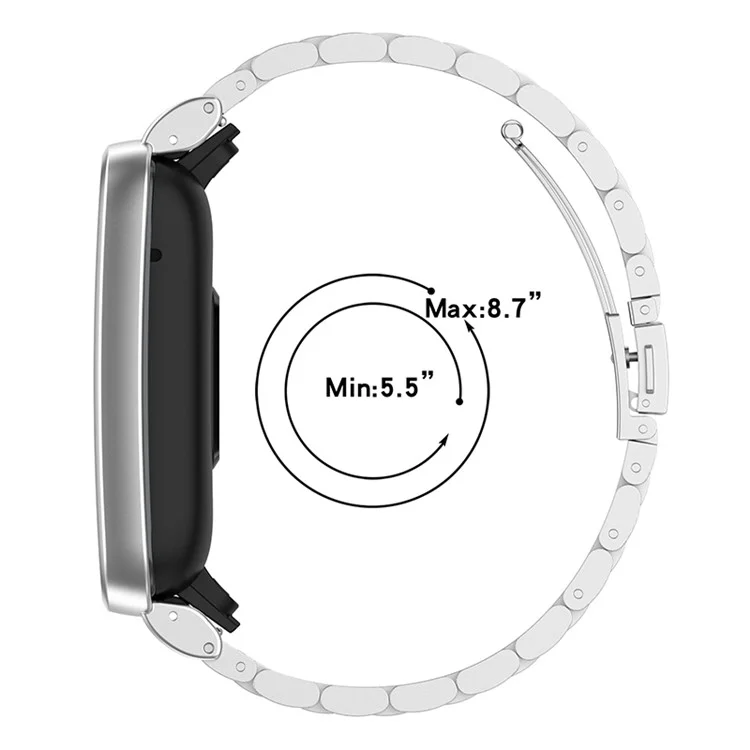 For Xiaomi Mi Band 7 Pro Stainless Steel Three Beads Wrist Strap Replacement Band with Watch Case - Gold