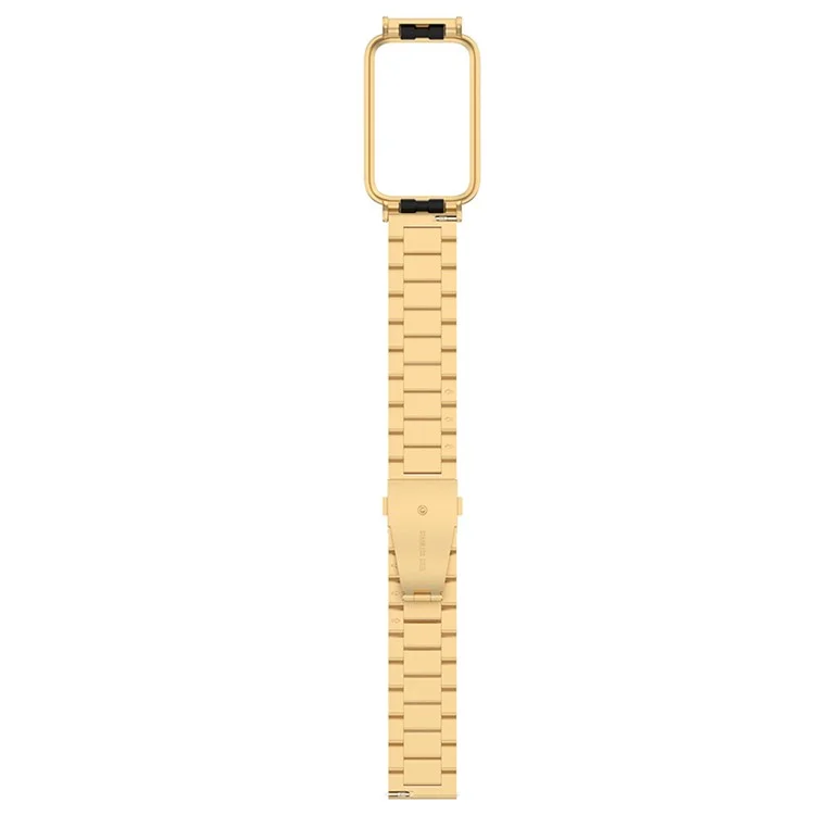 For Xiaomi Mi Band 7 Pro Stainless Steel Three Beads Wrist Strap Replacement Band with Watch Case - Gold