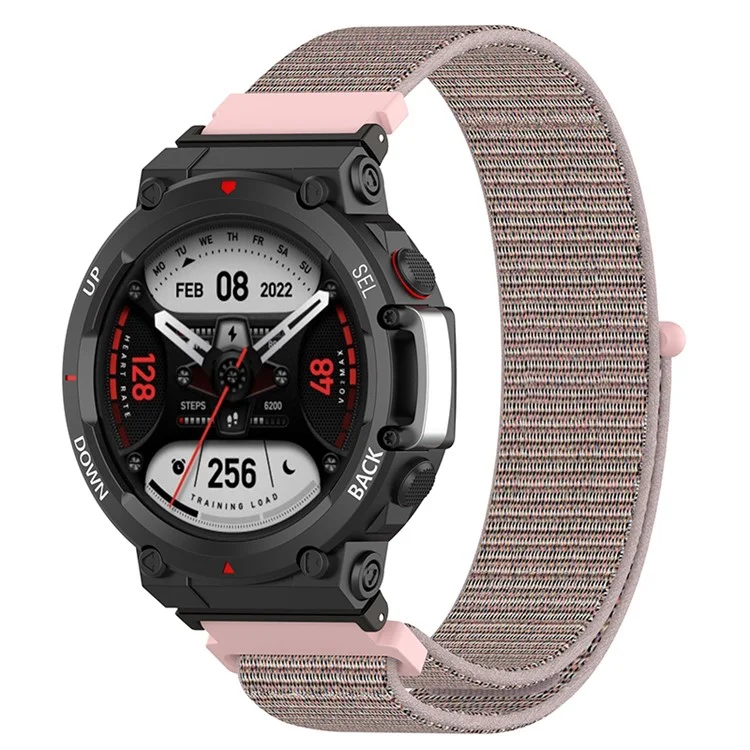 For Huami Amazfit T-Rex 2 Loop Sport Watch Strap Nylon Breathable Replacement Fastening Watchband, Standard Size - Pink