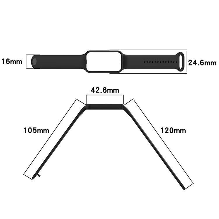 Für Huami Amazfit Band 7 TPE Watch Band Sports Uhrengurt Ersatz Mit Schutzhülsenrahmen - Schwarz