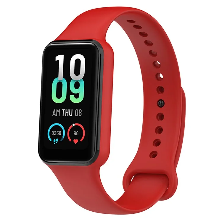 For Huami Amazfit Band 7 Strap TPE Watch Band with Protective Case - Red