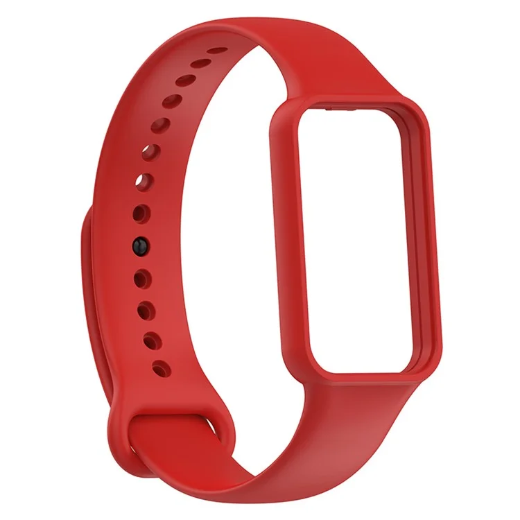 For Huami Amazfit Band 7 Strap TPE Watch Band with Protective Case - Red