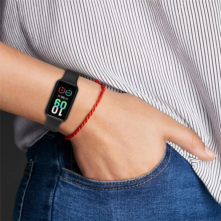 For Huami Amazfit Band 7 Strap TPE Watch Band with Protective Case - Red
