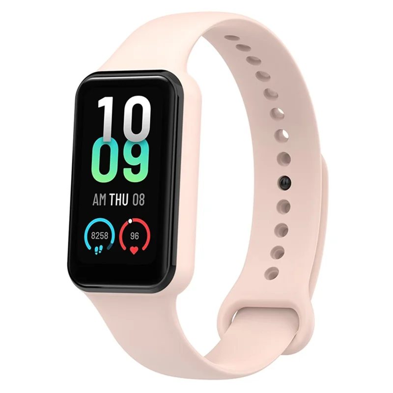 For Huami Amazfit Band 7 Strap TPE Watch Band with Protective Case - Light Pink