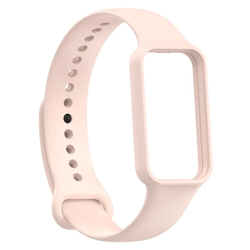 For Huami Amazfit Band 7 Strap TPE Watch Band with Protective Case - Light Pink