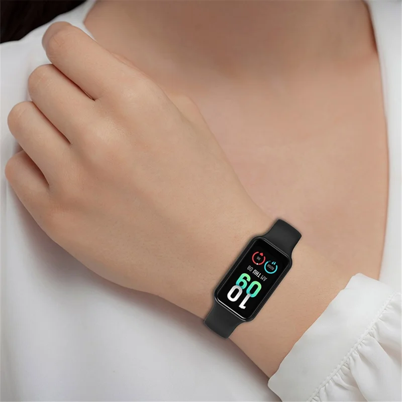 For Huami Amazfit Band 7 Strap TPE Watch Band with Protective Case - Light Pink
