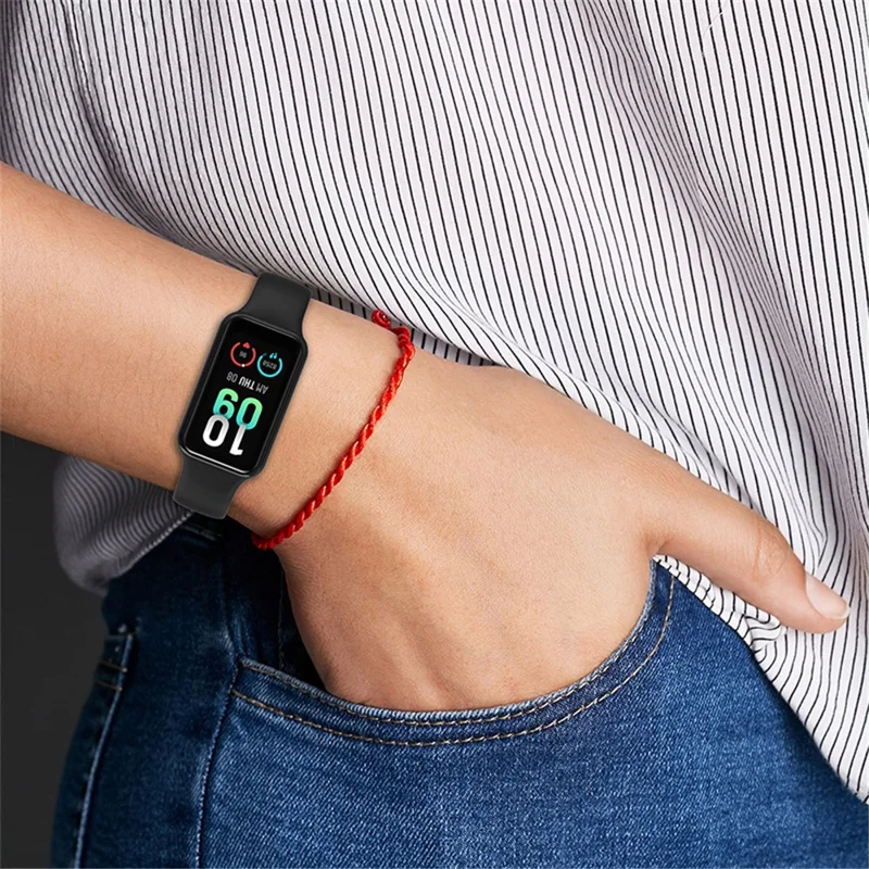 For Huami Amazfit Band 7 Strap TPE Watch Band with Protective Case - Light Pink